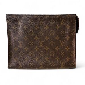 Louis Vuitton ClutchPouch Bag LV Monogram Brown Zipper Closure